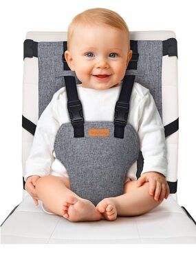 liuliuby Compact Travel Portable High Chair seat harness gray